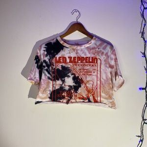 Led Zeppelin Distressed Tie Dye Crop Top